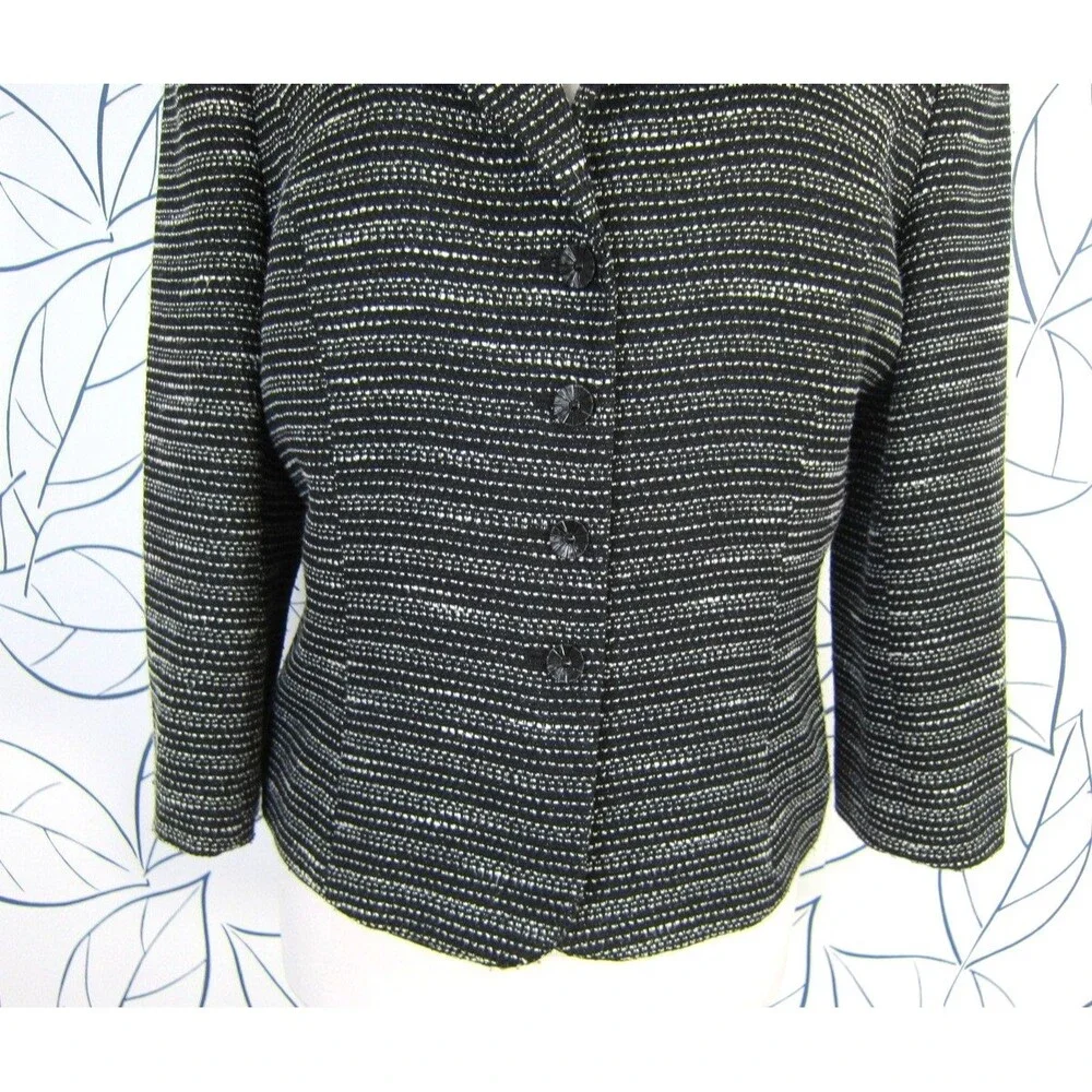 Tahari ASL Black & White Tweed Blazer Jacket & Skirt Suit Women's Size 12 - Picture 4 of 10